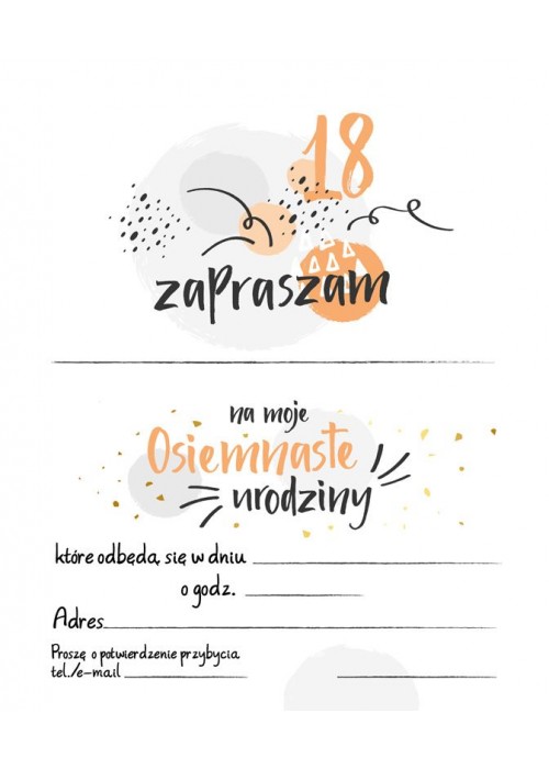 Zaproszenia na osiemnastkę 5 szt PCZP8