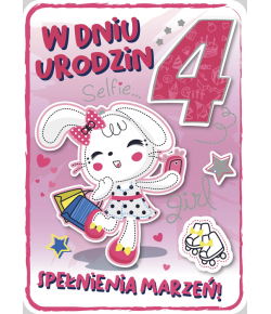 Kartka na 4 urodziny dla dziewczynki GM 688