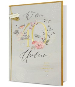 Kartka na 40 urodziny zdobiona cyrkoniami H2629