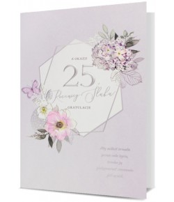 Kartka na 25 rocznicę ślubu Srebrne Gody H2845