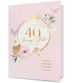 Kartka na 40 rocznicę ślubu Rubinową H2847
