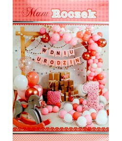 Kartka na Roczek dla Dziewczynki, przestrzenna M828