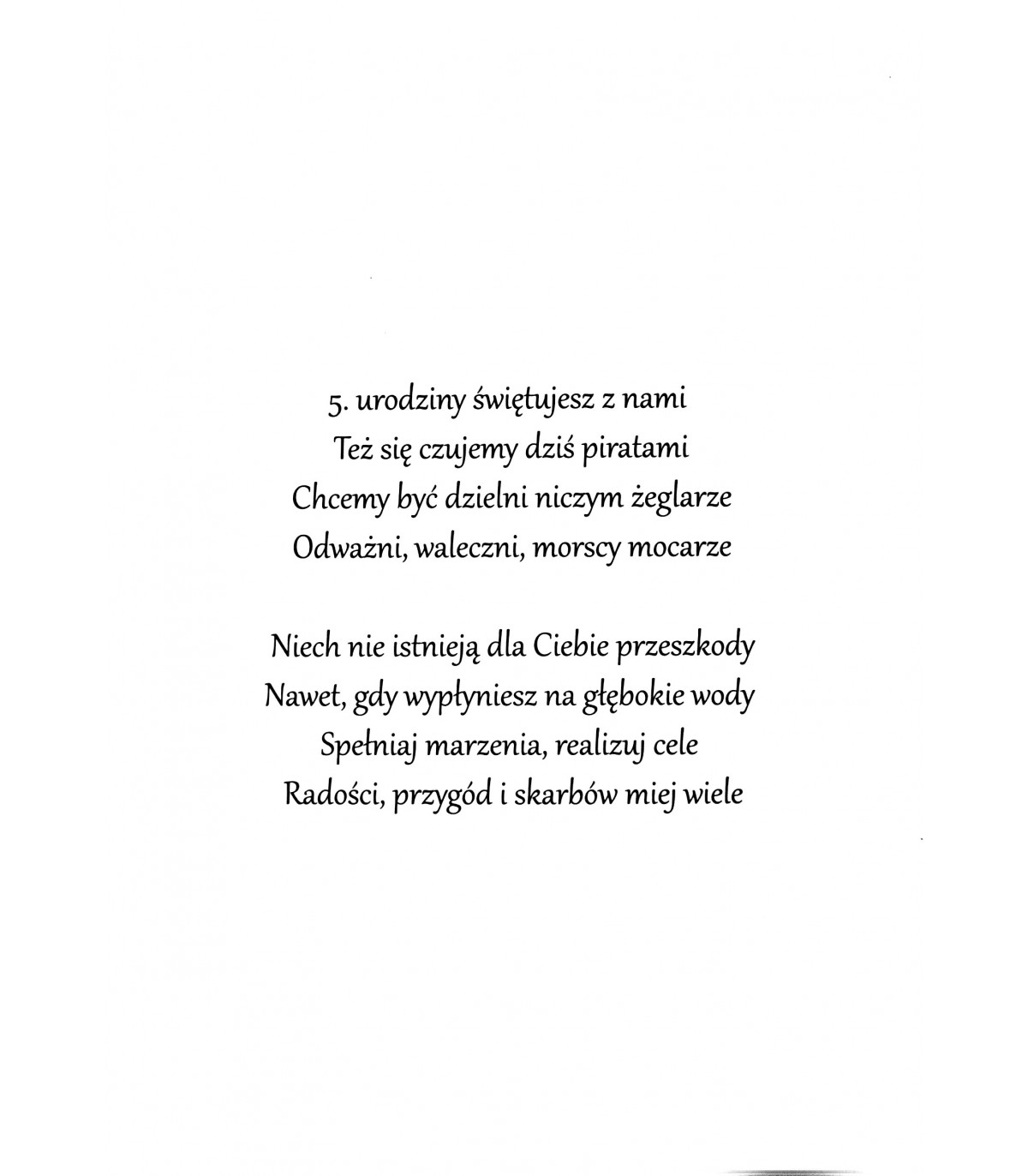 Kartka na 5 urodziny, piracka  M854