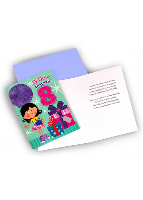 Kartka na 8 urodziny dla Dziewczynki M847