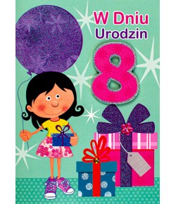 Kartka na 8 urodziny dla Dziewczynki M847