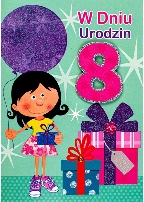Kartka na 8 urodziny dla Dziewczynki M847