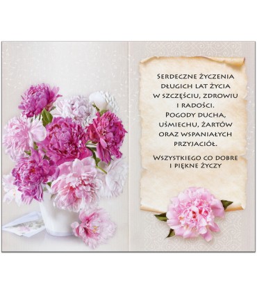Kartka urodzinowa z bukietem piwonii A6394B