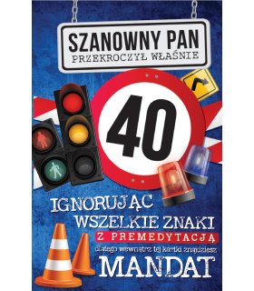 Kartka na 40 urodziny dla Mężczyzny, z mandatem JCX11