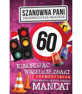 Kartka na 60 urodziny dla Kobiety, zabawna  JCX16