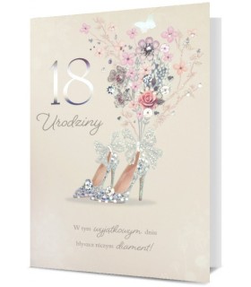 Kartka na 18 urodziny zdobiona cyrkoniami H2788