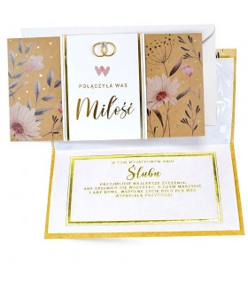 Kartka ślubna z obrączkami, eco, boho PM306