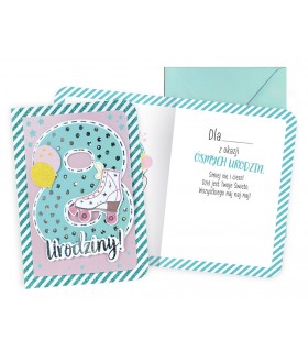 Kartka na 8 urodziny pięknie zdobiona DK995