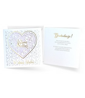 Kartka na ślub pięknie zdobiona, ażurowa KPE208