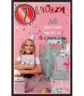 Prezent na 7 urodziny dla dziewczynki Kartka U109