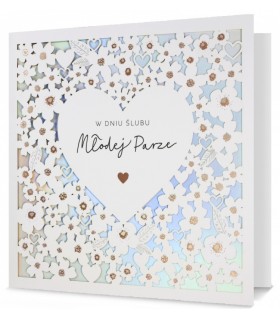 Kartka Pamiątka na Ślub przepięknie zdobiona Duża Gold26