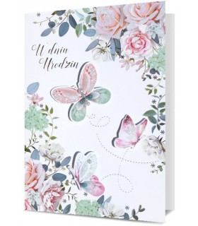 Kartka na urodziny z życzeniami, elegancka H2307