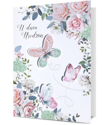 Kartka na urodziny z życzeniami, elegancka H2307