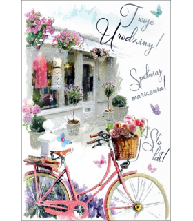 Kartka urodzinowa dla Kobiety zdobiona brokatem H1185