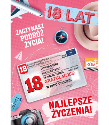 Kartka na 18 z dowodem osobistym GIFT159