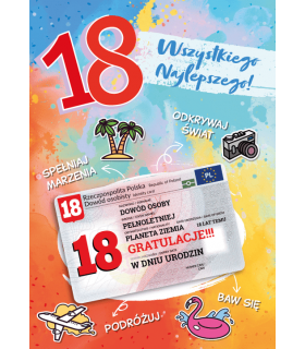 Kartka z okazji 18 urodzin z dowodem osobistym GIFT161
