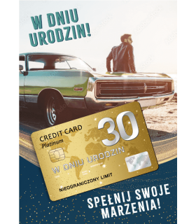 Kartka na 30 urodziny z Platynową kartą kredytowa VIP GIFT170