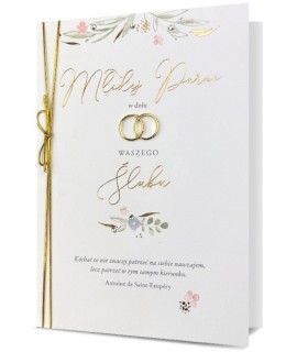 Kartka na ślub z życzeniami, zdobiona cyrkoniami HM1141