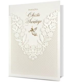 Kartka na Chrzest pięknie zdobiona, ażurowa HM1133
