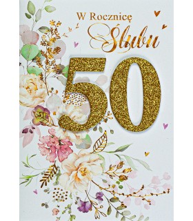 Kartka na 50 rocznicę Ślubu Złote Gody M877
