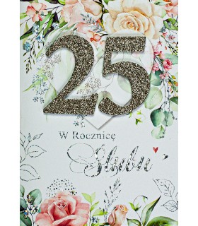 Kartka na 25 rocznicę ślubu Srebrne Gody M872