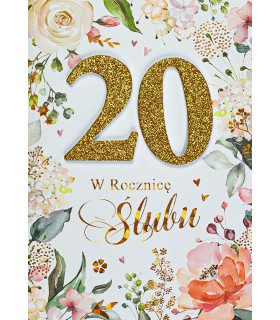 Kartka na porcelanową 20 rocznicę ślubu M871