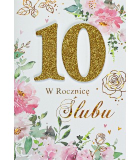 Kartka na 10 rocznicę ślubu Cynową M869