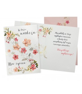 Kartka urodzinowa pastelowa, zdobiona cyrkoniami DK1017