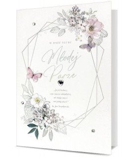 Kartka na ślub z mottem, zdobiona cyrkoniami HM2941