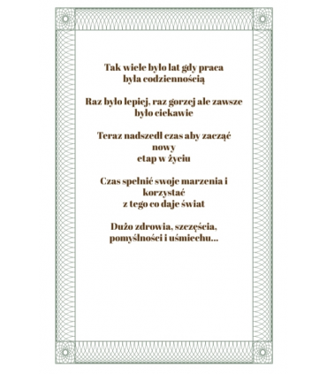Kartka z okazji przejścia na Emeryturę, elegancka 2K139