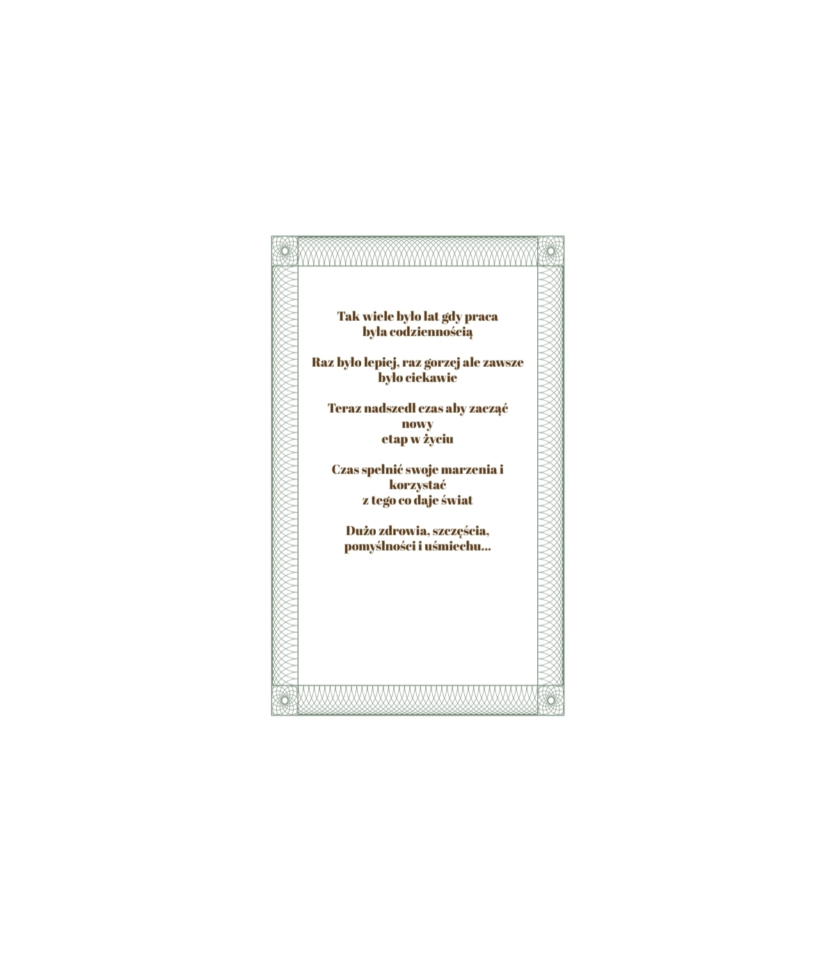 Kartka z okazji przejścia na Emeryturę, elegancka 2K139