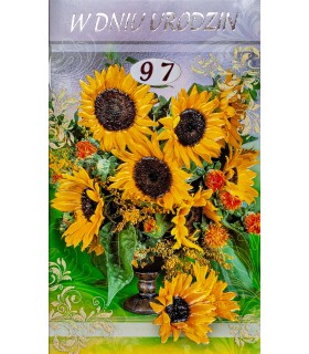 Kartka na urodziny z ustawianą cyfrą wieku, słoneczniki A6236R