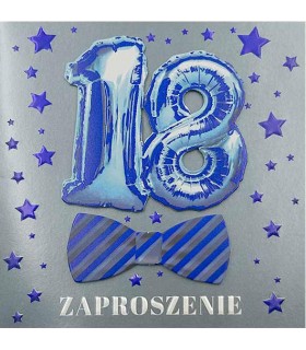 Zaproszenie na 18 urodziny dla Chłopaka mix 5 szt PCZP40