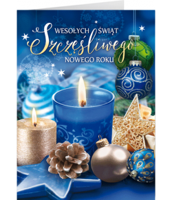 Kartka świąteczna z życzeniami zdobiona brokatem N-T 01