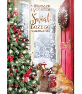 Kartka świąteczna z życzeniami, z choinką PP2104