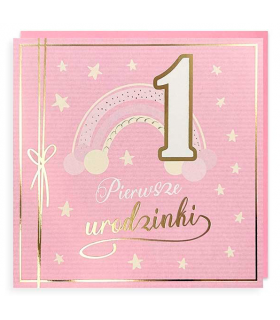 Zaproszenia na Roczek Dziewczynki komplet 5 szt PMZ112