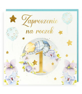 Zaproszenie na Roczek kwadratowe, komplet 5 szt. PMZ110