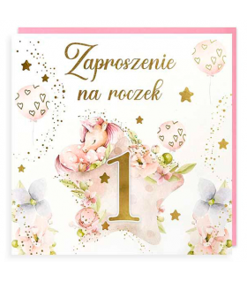 Zaproszenie na Pierwsze Urodziny dla Dziewczynki mix 5 szt PMZ109