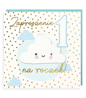 Zaproszenia na Roczek z kopertą komplet 5 szt PMZ111