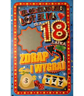 Na 18 urodziny dla Chłopaka, kartka Zdrapka z wygraną  JCX89