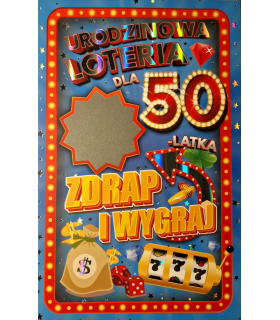 Kartka na 50 urodziny ze zdrapką niespodzianką dla Mężczyzny JCX95