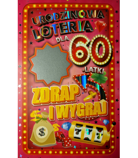 Kartka na 60 urodziny ze zdrapką niespodzianką dla Kobiety JCX98