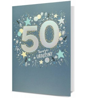 Kartka z okazji 50 urodzin dla Mężczyzny, elegancka  H2953