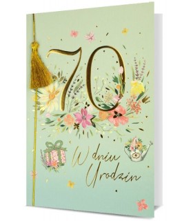 Kartka na siedemdziesiąte urodziny z życzeniami H2963