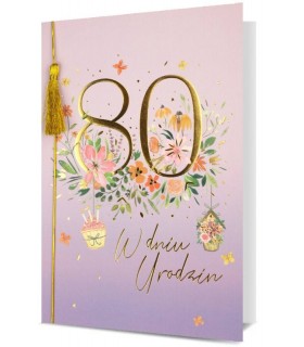 Kartka z okazji 80 urodzin, bogato zdobiona H2964