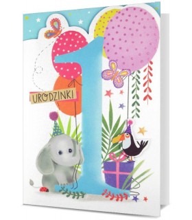 Kartka na Roczek, Pierwsze Urodzinki słodka, urocza H2869